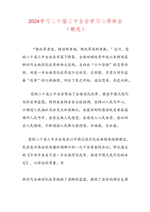 2024学习二十届三中全会学习心得体会.docx
