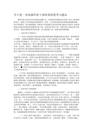 关于进一步加强年轻干部培育的思考与建议.docx