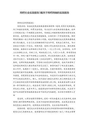 网吧社会实践报告3篇 关于网吧网咖的实践报告.docx