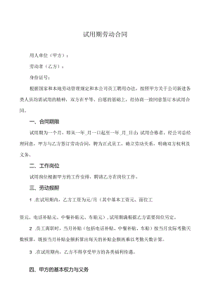 试用期劳动合同.docx