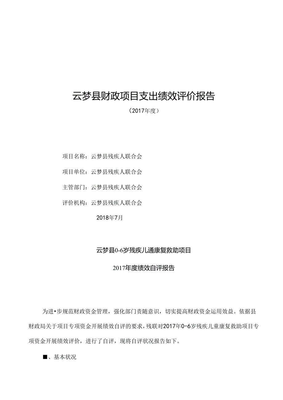 云梦财政项目支出绩效评价报告.docx_第1页