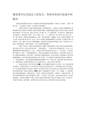 镇党委书记交流会上的发言：坚持向美而行 促进乡村振兴.docx