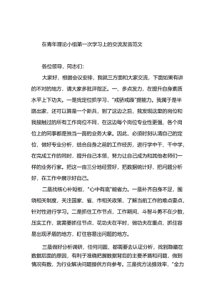 在青年理论小组第一次学习上的交流发言范文.docx