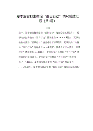 夏季治安打击整治“百日行动”情况总结汇报样本9篇供参考.docx
