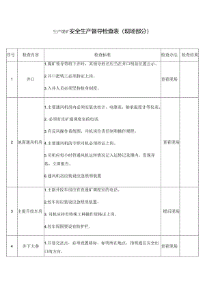 生产煤矿安全生产督导检查表（现场部分）.docx