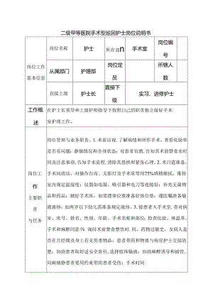 二级甲等医院手术室巡回护士岗位说明书.docx