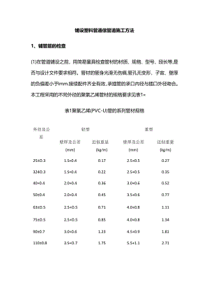 铺设塑料管通信管道施工方法全套.docx