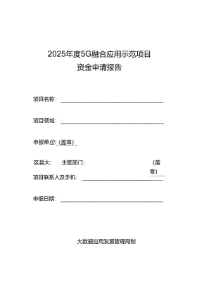2025年度5G融合应用示范项目资金申请报告.docx