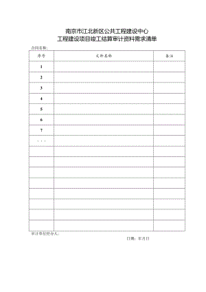 竣工结算资料需求清单（审计单位填写）.docx