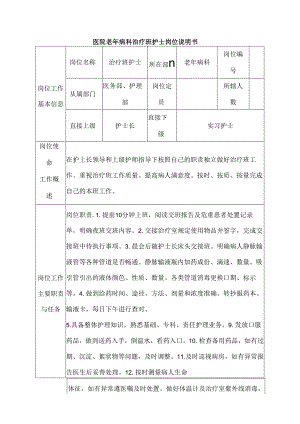 医院老年病科治疗班护士岗位说明书.docx