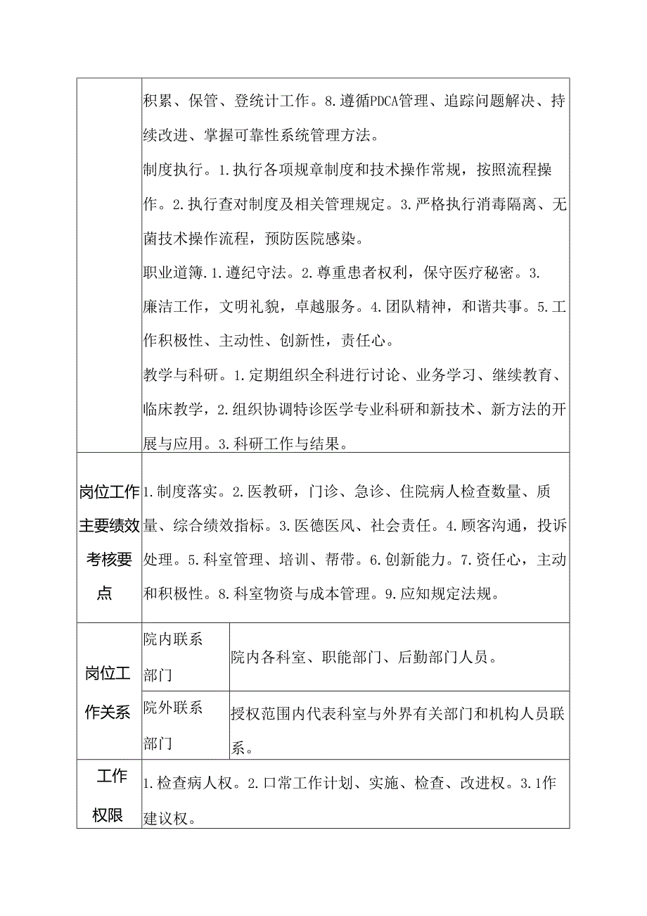 二级甲等医院特诊科副主任岗位说明书.docx_第1页