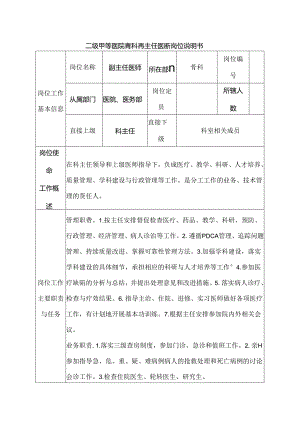 二级甲等医院骨科副主任医师岗位说明书.docx