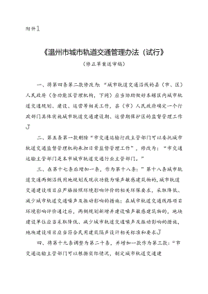 《温州市城市轨道交通管理办法（试行）》（修正草案送审稿）.docx