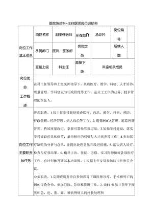 医院急诊科副主任医师岗位说明书.docx