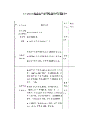 道路运输企业安全生产督导检查表.docx