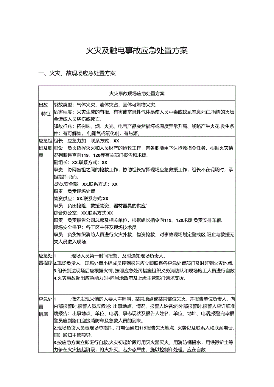 火灾及触电事故应急处置方案.docx_第1页