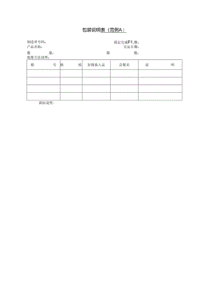 包装说明表（范例A）范本.docx