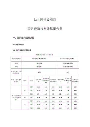 幼儿园建设项目-公共建筑权衡计算报告书.docx