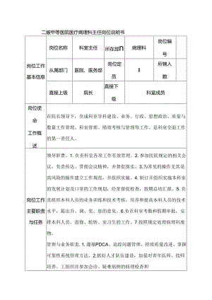 二级甲等医院医疗病理科主任岗位说明书.docx