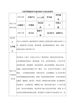 二级甲等医院手术室总务护士岗位说明书.docx
