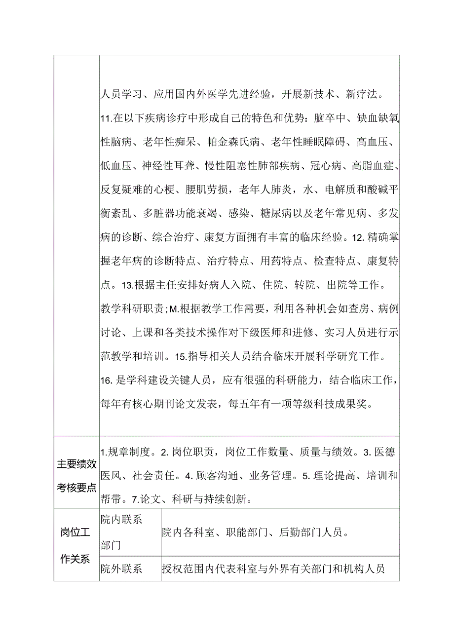 医院老年病科主任医师岗位说明书.docx_第2页
