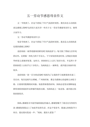 五一劳动节感恩母亲作文.docx