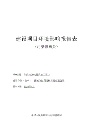 年产1000吨蔬菜加工项目环评报告表.docx