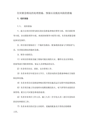 任何紧急情况的处理措施、预案以及抵抗风险的措施.docx