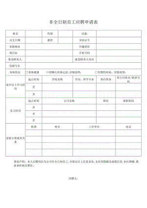 非全日制员工应聘申请表.docx