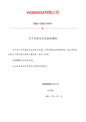 【模板】安全总监任命书.docx