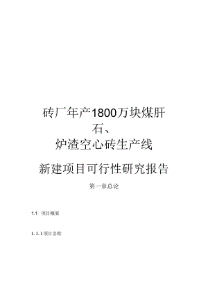 砖厂年产1800万块煤矸石、炉渣空心砖生产线新建项目可行性研究报告.docx