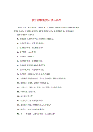 爱护粮食的提示语有哪些.docx