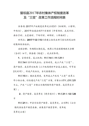 留坝县2017年农村集体产权制度改革流程时间表.docx