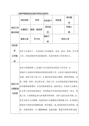 二级甲等医院供应室护师岗位说明书.docx