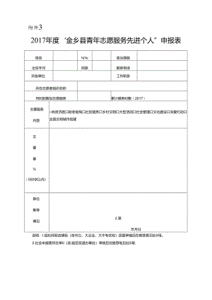 2017金乡县青年志愿服务先进个人申报表.docx