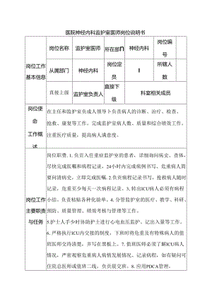 医院神经内科监护室医师岗位说明书.docx