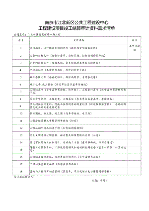 竣工结算资料需求清单（青龙绿带一期）.docx