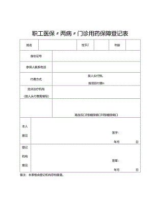 职工医保“两病”门诊用药保障登记表.docx