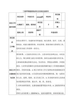 二级甲等医院特诊科主任岗位说明书.docx