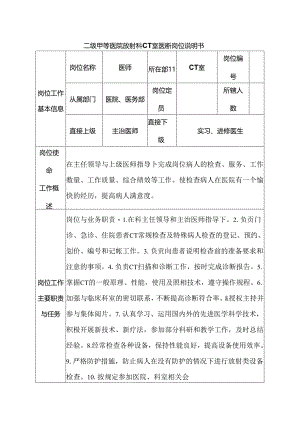 二级甲等医院放射科CT室医师岗位说明书.docx