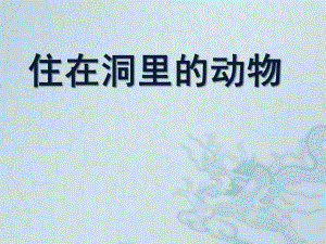 中班科学《住在洞里的动物》PPT课件住在洞里的动物.ppt