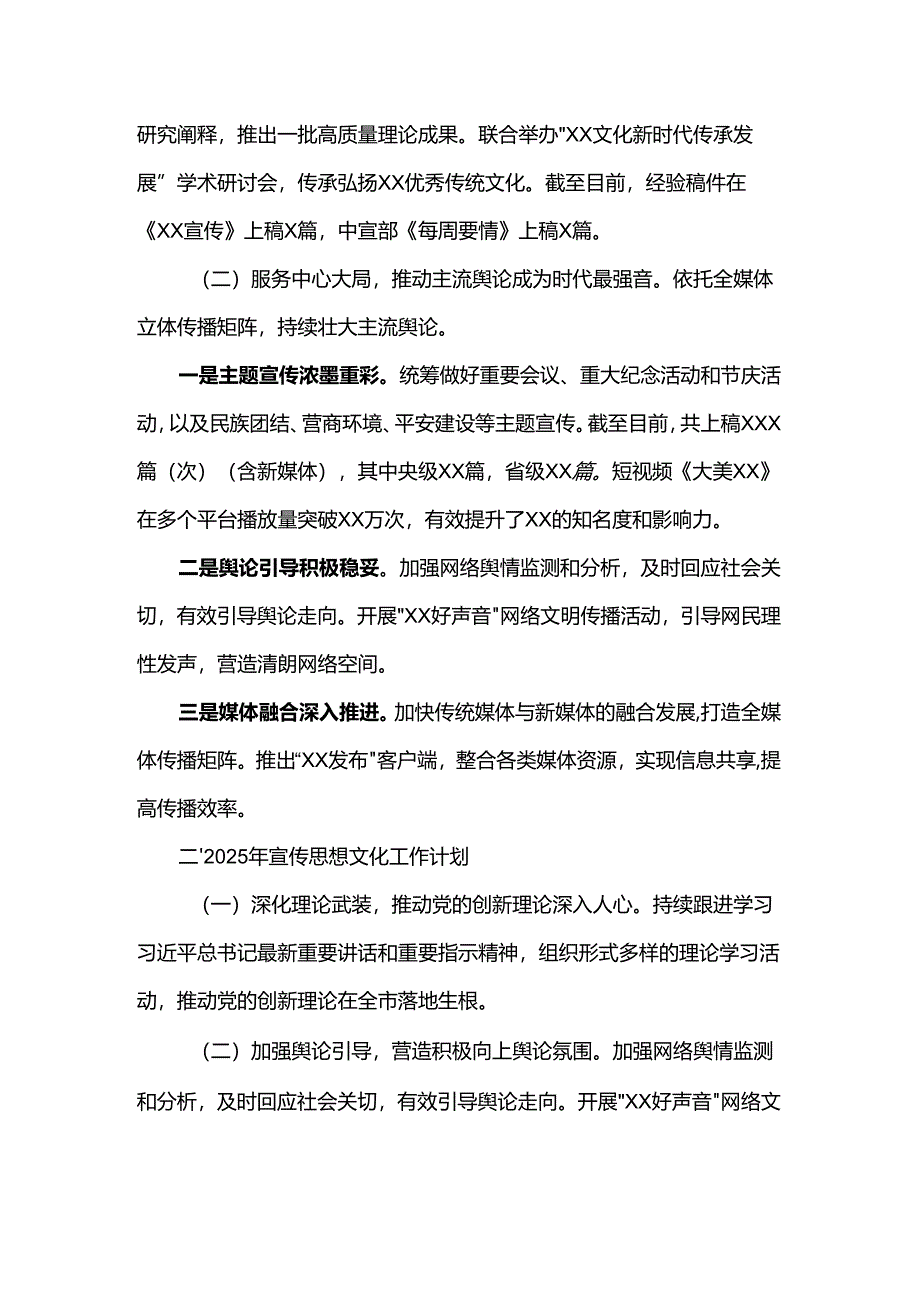 某市委宣传部2024年宣传思想文化工作情况总结和2025年工作计划.docx_第2页