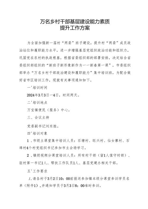 万名乡村干部基层建设能力素质提升工作方案.docx