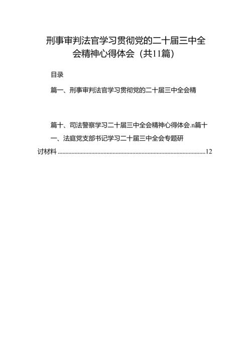 （11篇）刑事审判法官学习贯彻党的二十届三中全会精神心得体会范文.docx