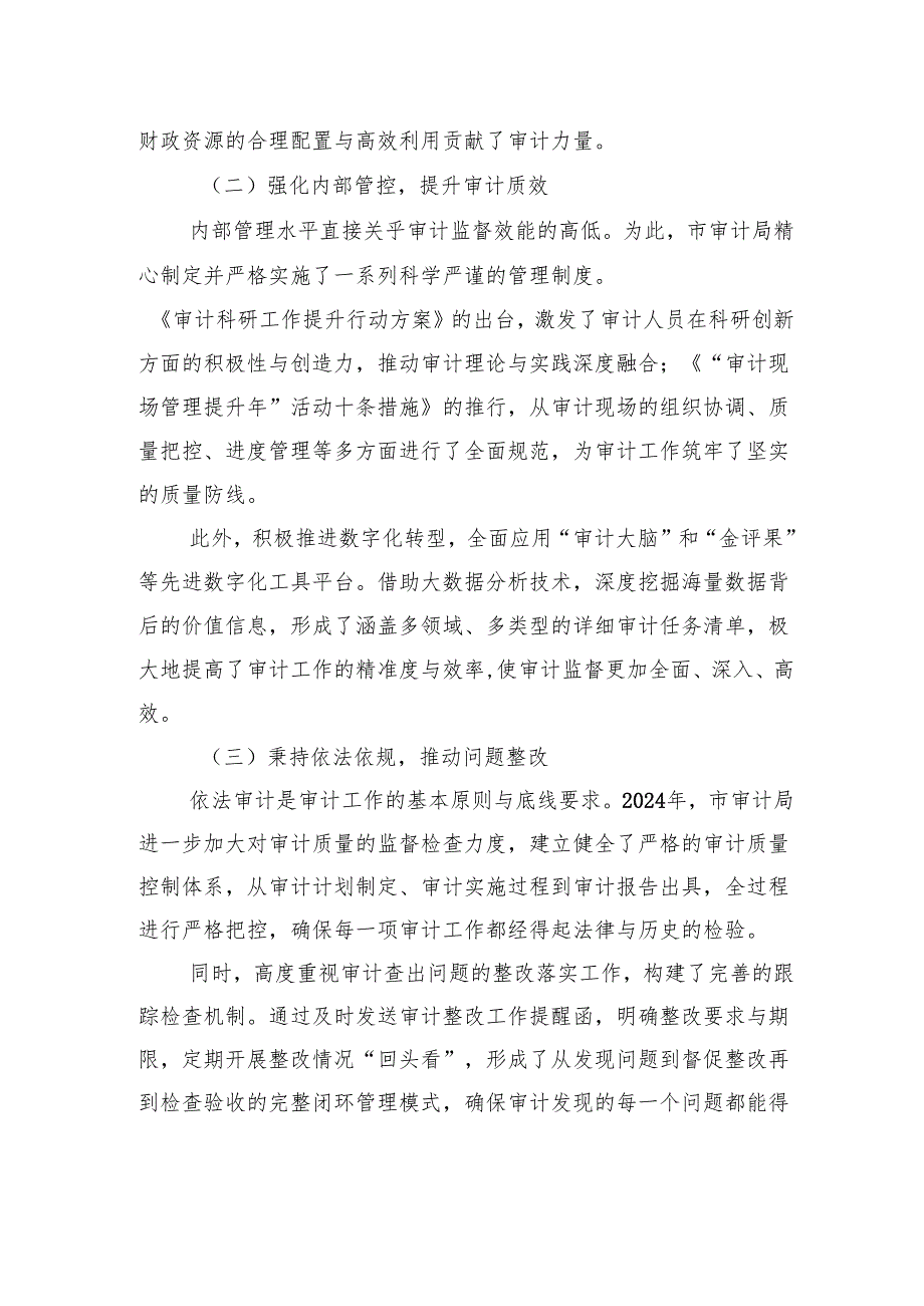 2024年市审计局工作总结及2025年工作计划.docx_第2页