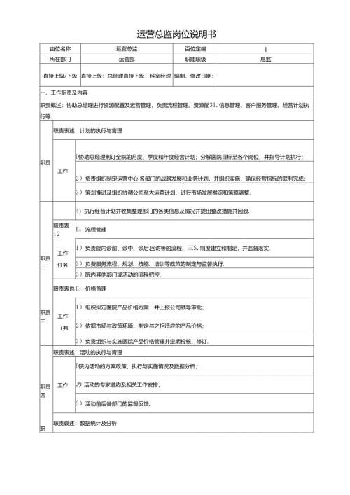 医美整形运营总监岗位说明书.docx