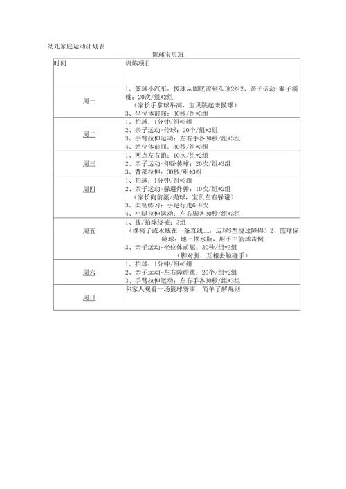 幼儿家庭运动计划表（篮球足球）.docx