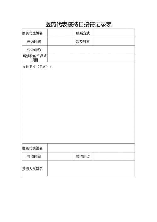 医药代表接待日接待记录表.docx
