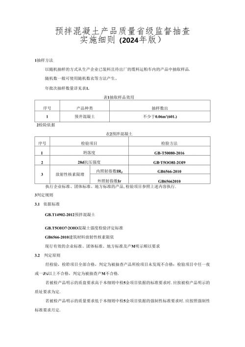 预拌混凝土产品质量省级监督抽查实施细则.docx