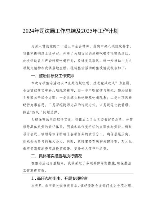 2024年司法局工作总结及2025年工作计划.docx